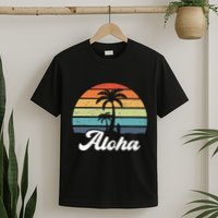 Aloha Hawaii Hawaiian Island Palm Beach Surfboard Surf T-Shirt