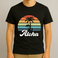 Aloha Hawaii Hawaiian Island Palm Beach Surfboard Surf T-Shirt