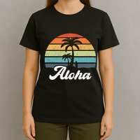 Aloha Hawaii Hawaiian Island Palm Beach Surfboard Surf T-Shirt