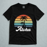 Aloha Hawaii Hawaiian Island Palm Beach Surfboard Surf T-Shirt