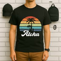 Aloha Hawaii Hawaiian Island Palm Beach Surfboard Surf T-Shirt
