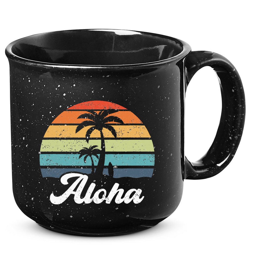 Aloha Hawaii Hawaiian Island Palm Beach Surfboard Surf 15oz Campfire Ceramic Mug