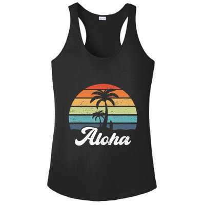 Aloha Hawaii Hawaiian Island Palm Beach Surfboard Surf Ladies PosiCharge Competitor Racerback Tank