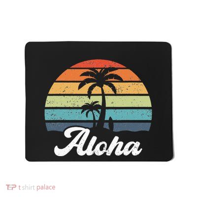 Aloha Hawaii Hawaiian Island Palm Beach Surfboard Surf Mousepad