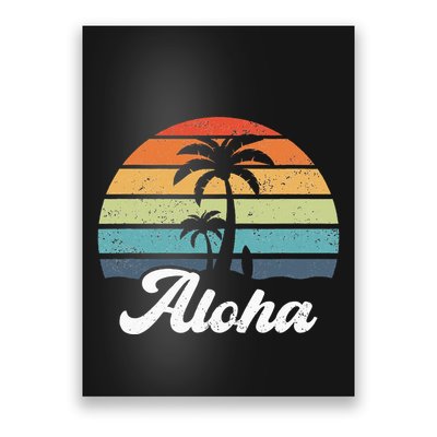 Aloha Hawaii Hawaiian Island Palm Beach Surfboard Surf Poster