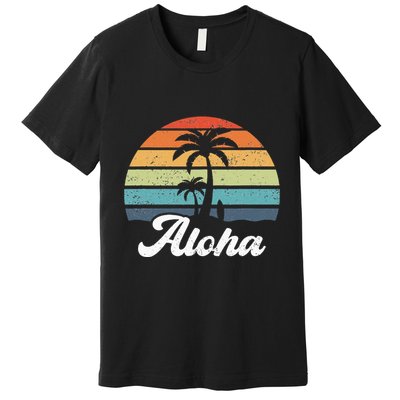 Aloha Hawaii Hawaiian Island Palm Beach Surfboard Surf Premium T-Shirt