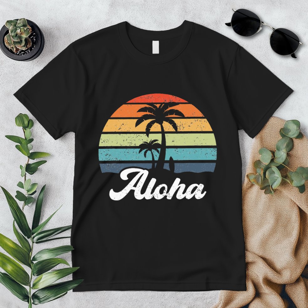 Aloha Hawaii Hawaiian Island Palm Beach Surfboard Surf Premium T-Shirt