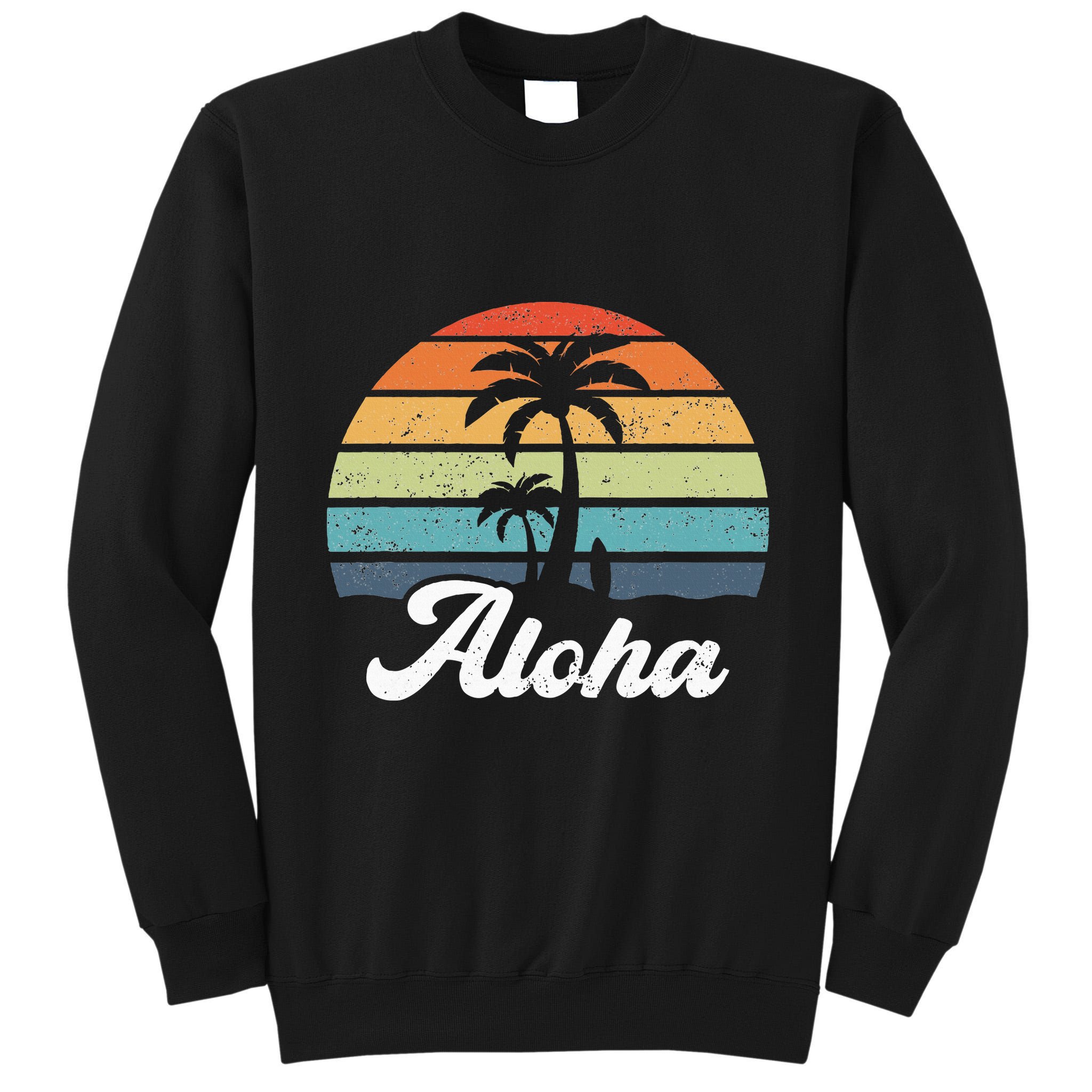 Aloha Hawaii Hawaiian Island Palm Beach Surfboard Surf Tall Sweatshirt