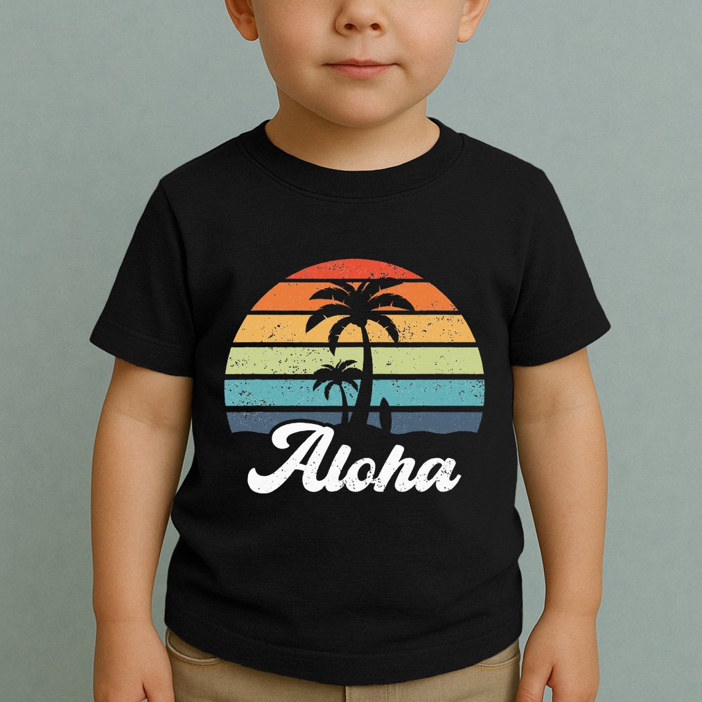 Aloha Hawaii Hawaiian Island Palm Beach Surfboard Surf Toddler T-Shirt
