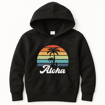 Aloha Hawaii Hawaiian Island Palm Beach Surfboard Surf Kids Hoodie