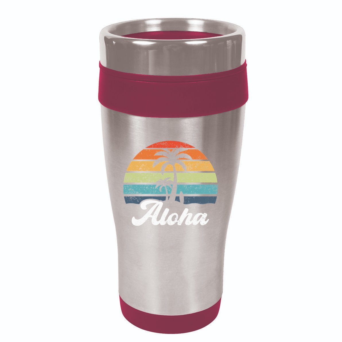 Aloha Hawaii Hawaiian Island Palm Beach Surfboard Surf 16oz Travel Tumbler