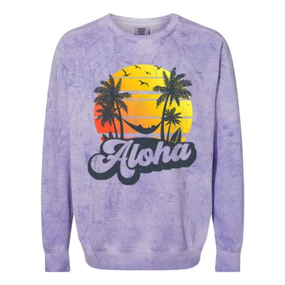 Aloha Hawaii Hawaiian Island Palm Trees Beach Vacation Colorblast Crewneck Sweatshirt