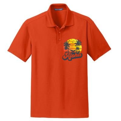 Aloha Hawaii Hawaiian Island Palm Trees Beach Vacation Dry Zone Grid Polo