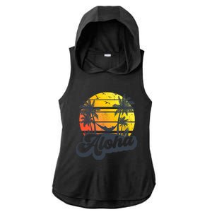 Aloha Hawaii Hawaiian Island Palm Trees Beach Vacation Ladies PosiCharge Tri-Blend Wicking Draft Hoodie Tank