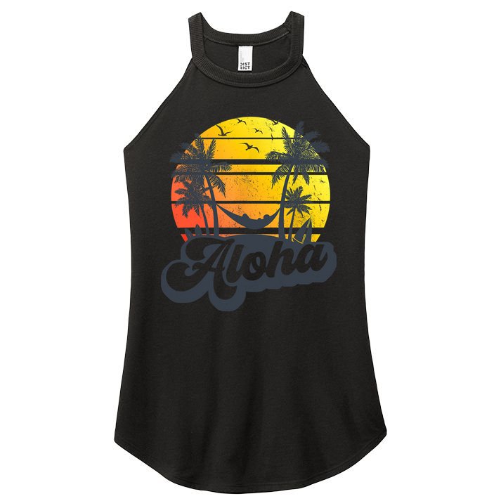 Aloha Hawaii Hawaiian Island Palm Trees Beach Vacation Women's Perfect Tri Rocker Tank