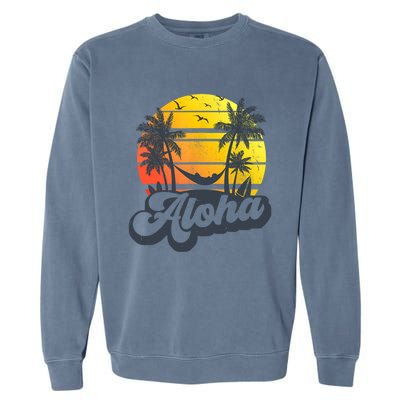 Aloha Hawaii Hawaiian Island Palm Trees Beach Vacation Garment-Dyed Sweatshirt