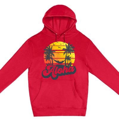 Aloha Hawaii Hawaiian Island Palm Trees Beach Vacation Premium Pullover Hoodie