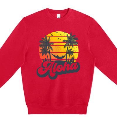 Aloha Hawaii Hawaiian Island Palm Trees Beach Vacation Premium Crewneck Sweatshirt