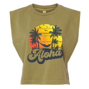 Aloha Hawaii Hawaiian Island Palm Trees Beach Vacation Garment-Dyed Women's Muscle Tee