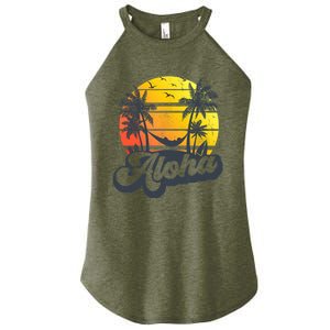 Aloha Hawaii Hawaiian Island Palm Trees Beach Vacation Women's Perfect Tri Rocker Tank