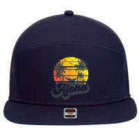 Aloha Hawaii Hawaiian Island Palm Trees Beach Vacation 7 Panel Mesh Trucker Snapback Hat