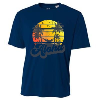 Aloha Hawaii Hawaiian Island Palm Trees Beach Vacation Cooling Performance Crew T-Shirt