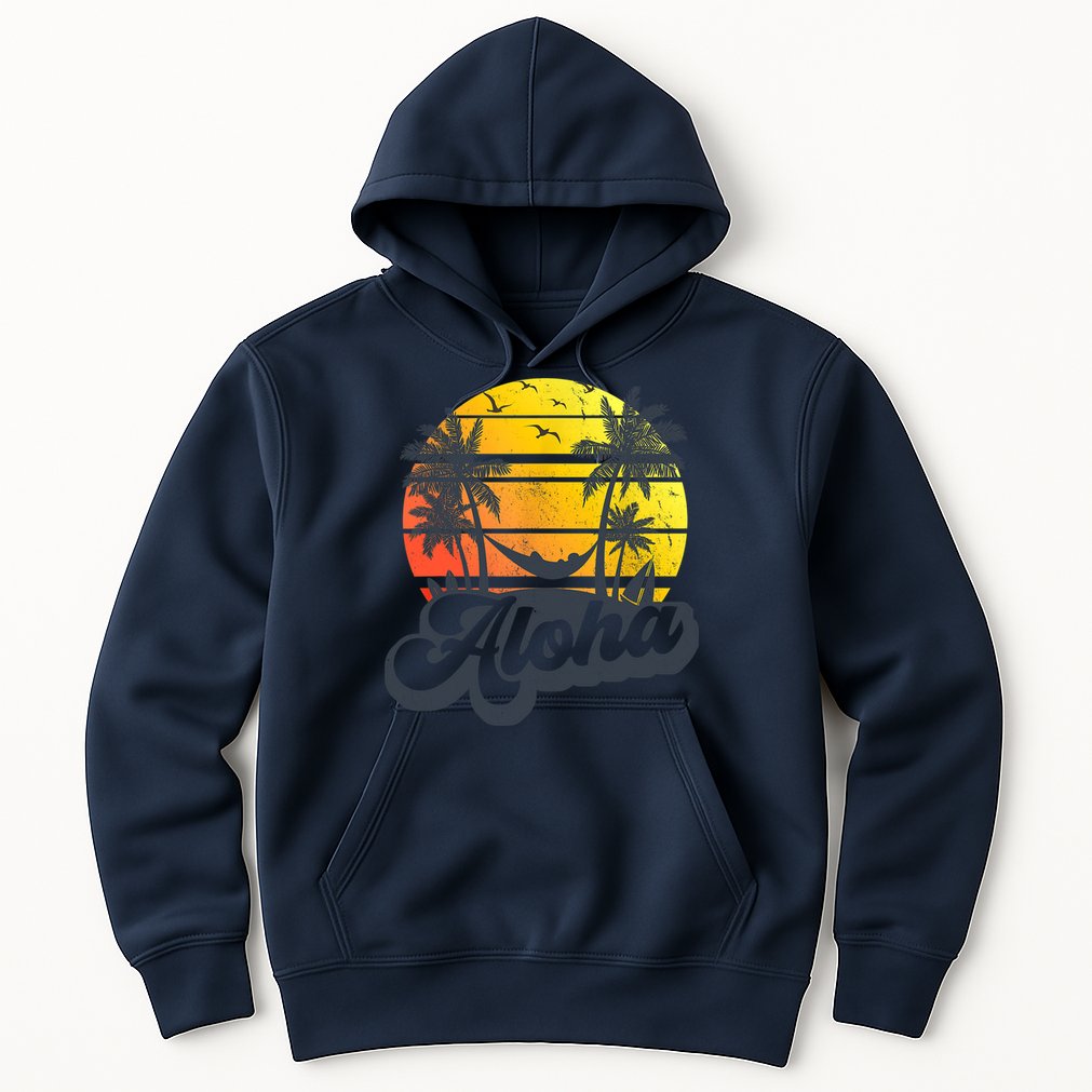 Aloha Hawaii Hawaiian Island Palm Trees Beach Vacation Hoodie