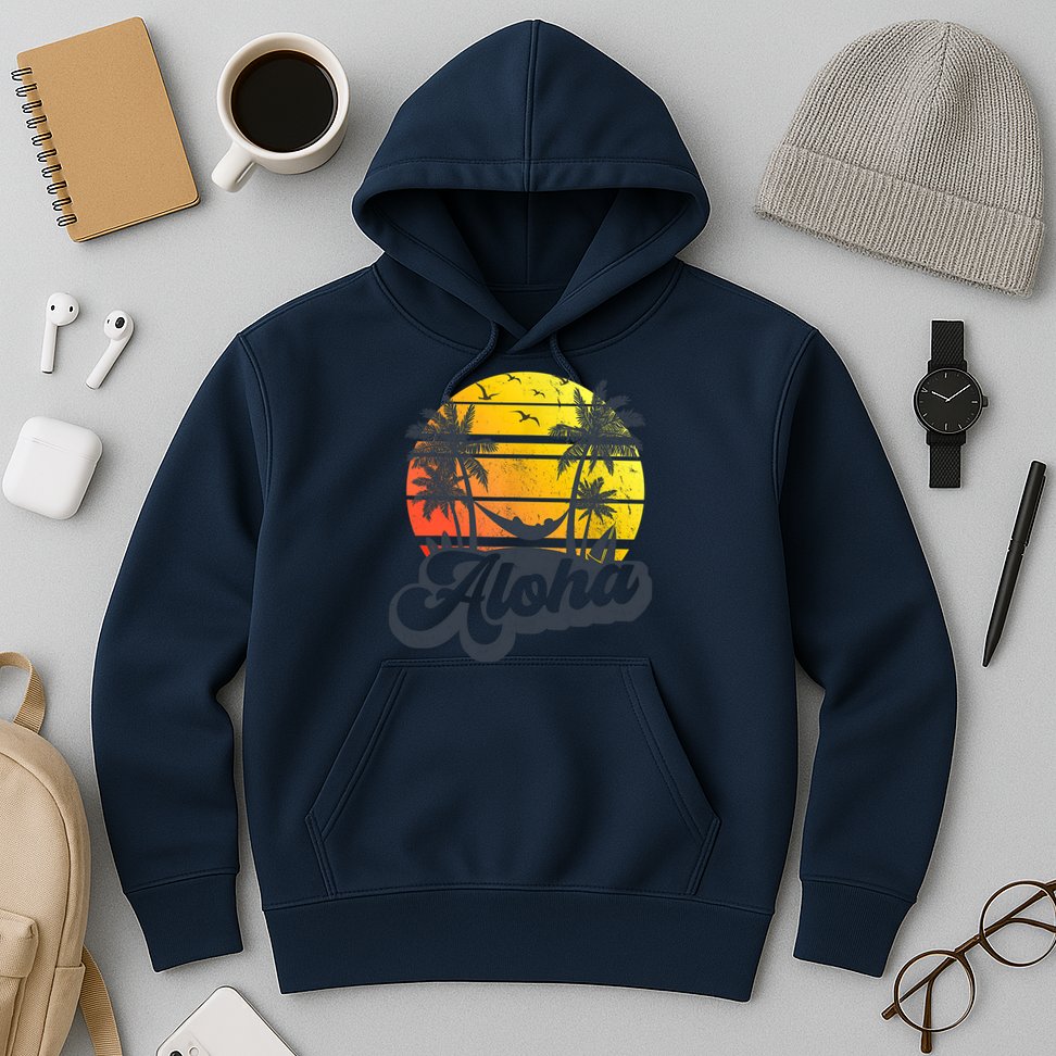Aloha Hawaii Hawaiian Island Palm Trees Beach Vacation Hoodie