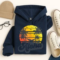 Aloha Hawaii Hawaiian Island Palm Trees Beach Vacation Hoodie