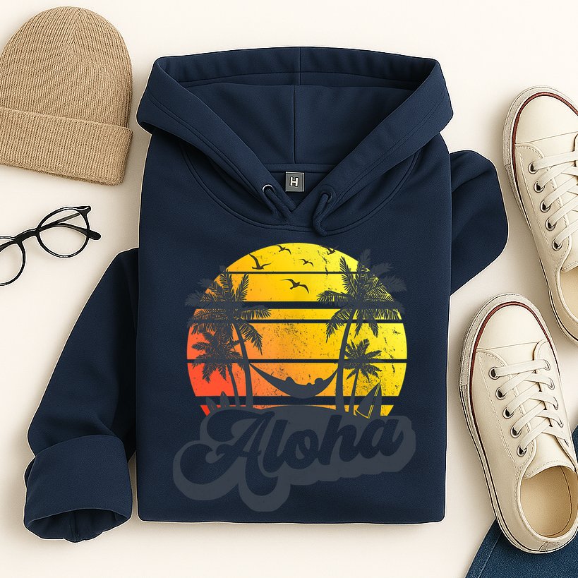Aloha Hawaii Hawaiian Island Palm Trees Beach Vacation Hoodie