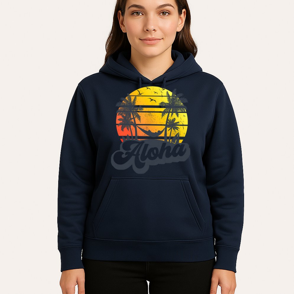 Aloha Hawaii Hawaiian Island Palm Trees Beach Vacation Hoodie