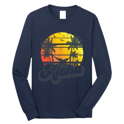 Aloha Hawaii Hawaiian Island Palm Trees Beach Vacation Long Sleeve Shirt