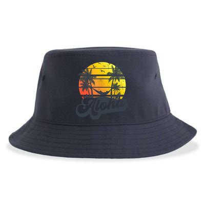 Aloha Hawaii Hawaiian Island Palm Trees Beach Vacation Sustainable Bucket Hat