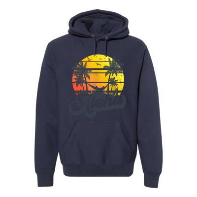 Aloha Hawaii Hawaiian Island Palm Trees Beach Vacation Premium Hoodie