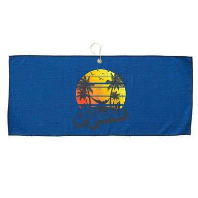 Aloha Hawaii Hawaiian Island Palm Trees Beach Vacation Large Microfiber Waffle Golf Towel