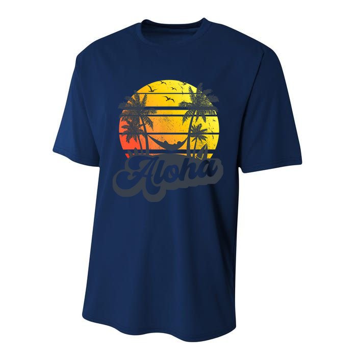 Aloha Hawaii Hawaiian Island Palm Trees Beach Vacation Performance Sprint T-Shirt