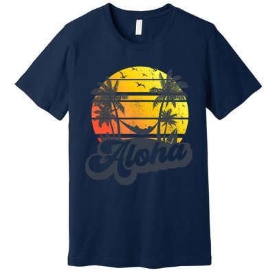 Aloha Hawaii Hawaiian Island Palm Trees Beach Vacation Premium T-Shirt