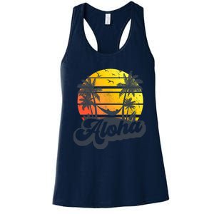 Aloha Hawaii Hawaiian Island Palm Trees Beach Vacation Women's Racerback Tank