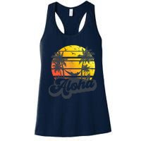 Aloha Hawaii Hawaiian Island Palm Trees Beach Vacation Women's Racerback Tank