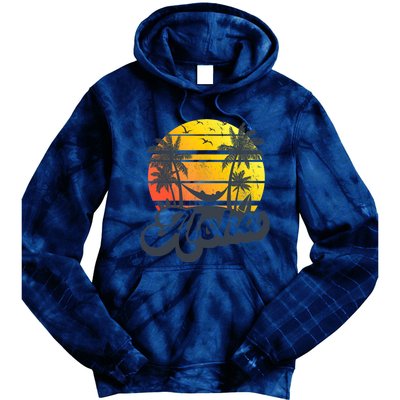 Aloha Hawaii Hawaiian Island Palm Trees Beach Vacation Tie Dye Hoodie