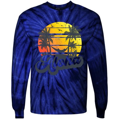 Aloha Hawaii Hawaiian Island Palm Trees Beach Vacation Tie-Dye Long Sleeve Shirt