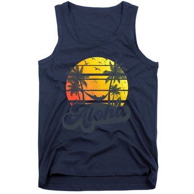 Aloha Hawaii Hawaiian Island Palm Trees Beach Vacation Tank Top