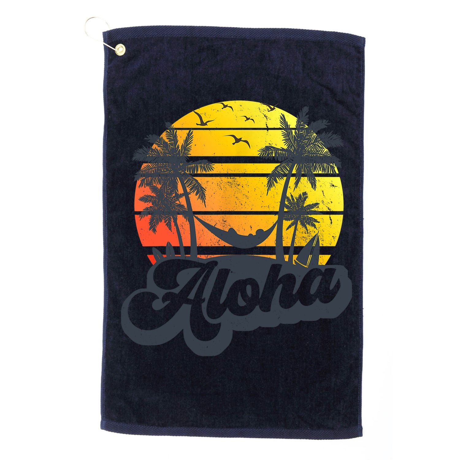 Aloha Hawaii Hawaiian Island Palm Trees Beach Vacation Golf Towel