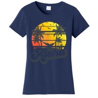 Aloha Hawaii Hawaiian Island Palm Trees Beach Vacation Women's T-Shirt