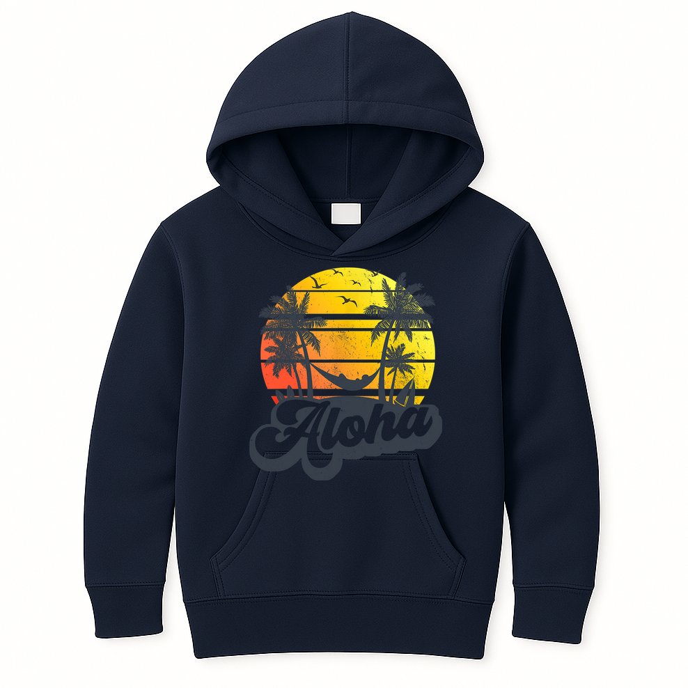 Aloha Hawaii Hawaiian Island Palm Trees Beach Vacation Kids Hoodie