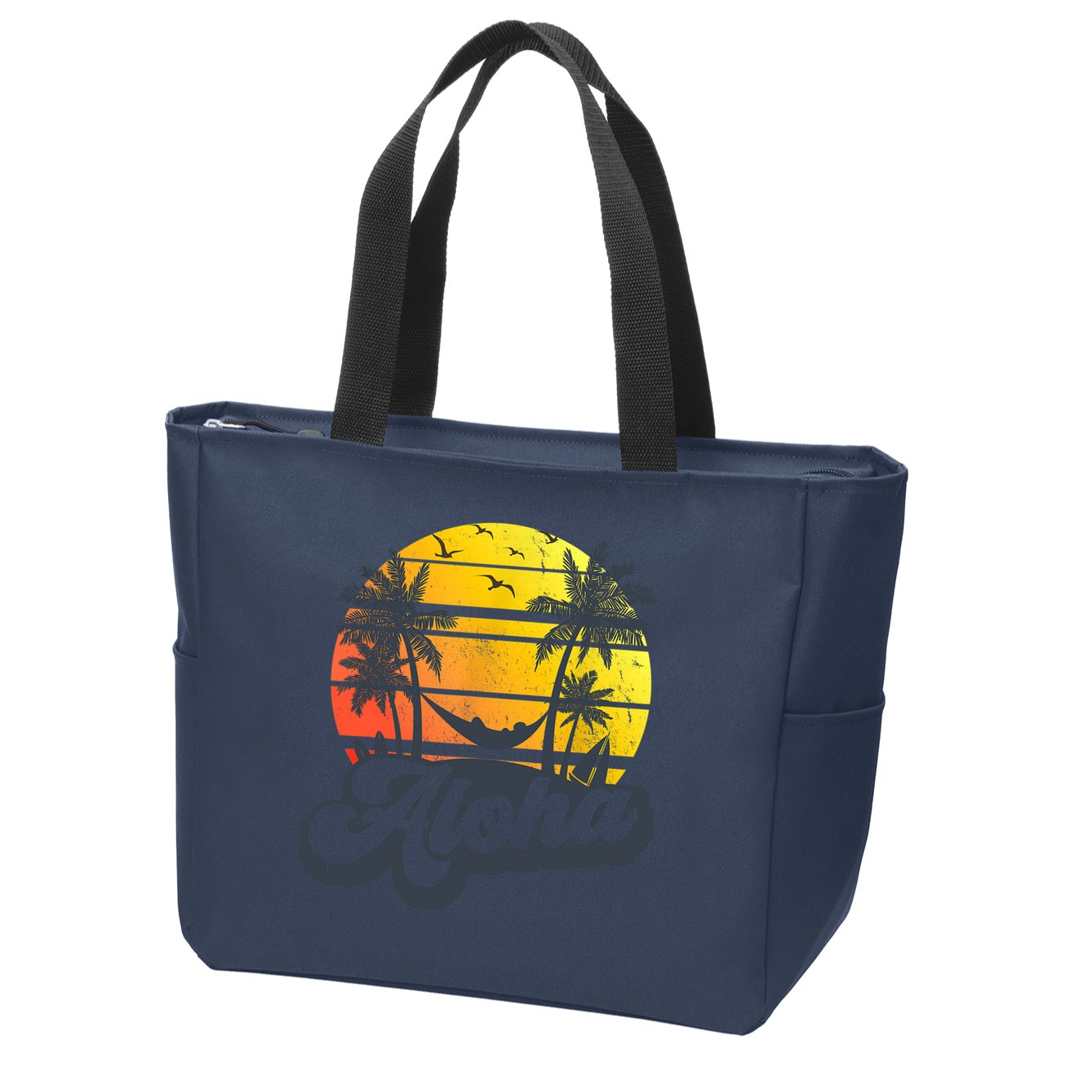 Aloha Hawaii Hawaiian Island Palm Trees Beach Vacation Zip Tote Bag