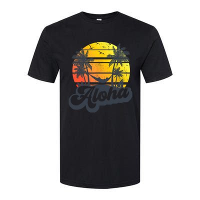 Aloha Hawaii Hawaiian Island Palm Trees Beach Vacation Softstyle CVC T-Shirt