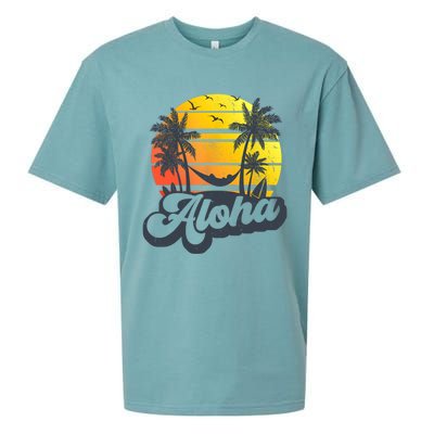 Aloha Hawaii Hawaiian Island Palm Trees Beach Vacation Sueded Cloud Jersey T-Shirt