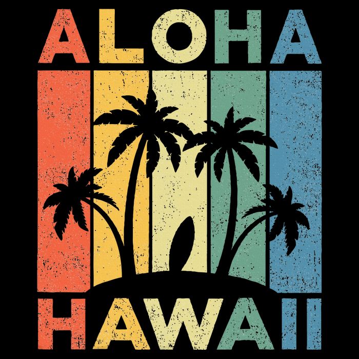 Aloha Hawaii Hawaiian Island Palm Beach Surfboard Surf Cooling Performance Crew T-Shirt