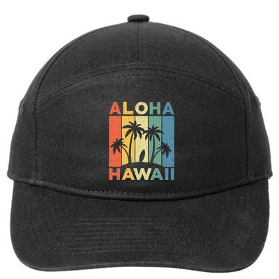 Aloha Hawaii Hawaiian Island Palm Beach Surfboard Surf 7-Panel Snapback Hat
